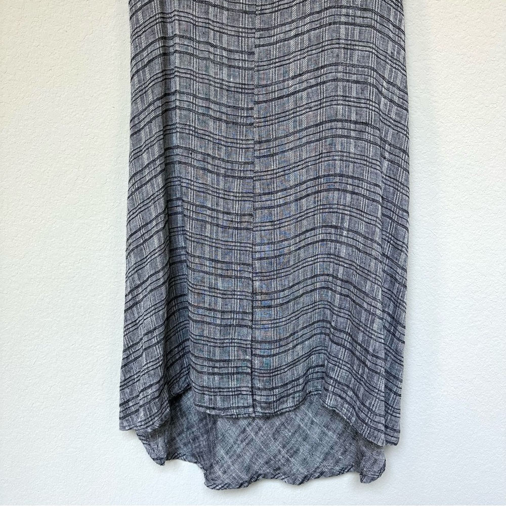 FLAX Linen Dress V-Neck with Pockets Gray and Black M - Picture 6 of 10